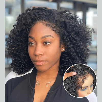 Idoli 4C Hairline Curly 13x4 Lace Front Bob Wig With Curly Kinky Baby Hair