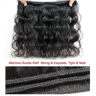 Indian Body Wave Hair 3 Bundles with Lace Closure - Idoli Hair