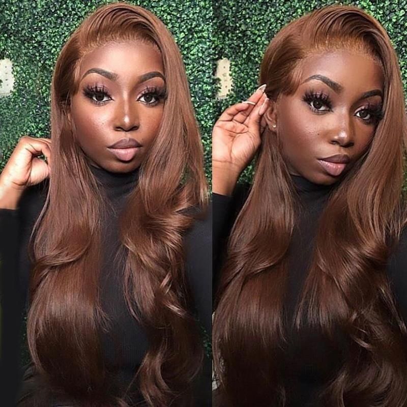 13x6 Lace Front Body Wave Wig #4 Chocolate Color Wig Glueless Wig