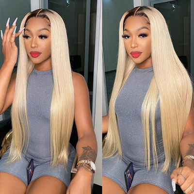 1B/613 Blonde Color Straight Hair Weave 3 Bundles