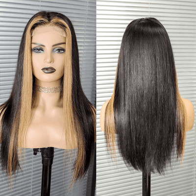 Idoli Hair Skunk Stripe Wig Straight Hair Wig Lace Closure Wig