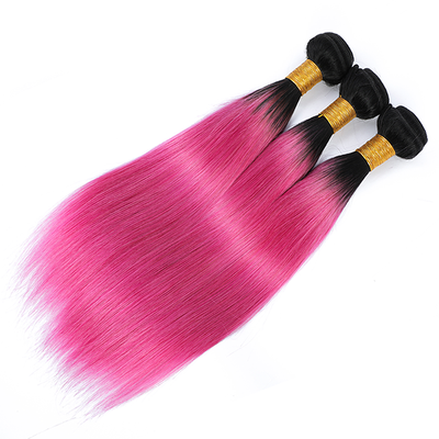 1B/Pink Color Straight Hair Weave 3 Bundles