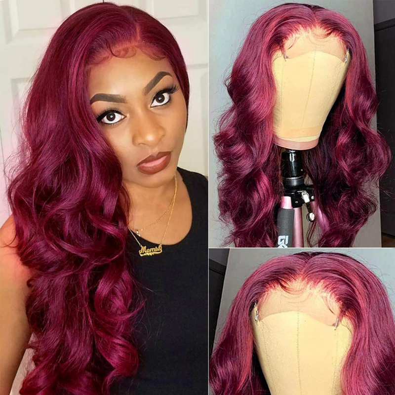 99J Color Body Wave Wig 5x5 Lace Closure Wig