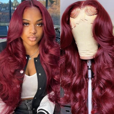 99J Color Body Wave Wig 5x5 Lace Closure Wig