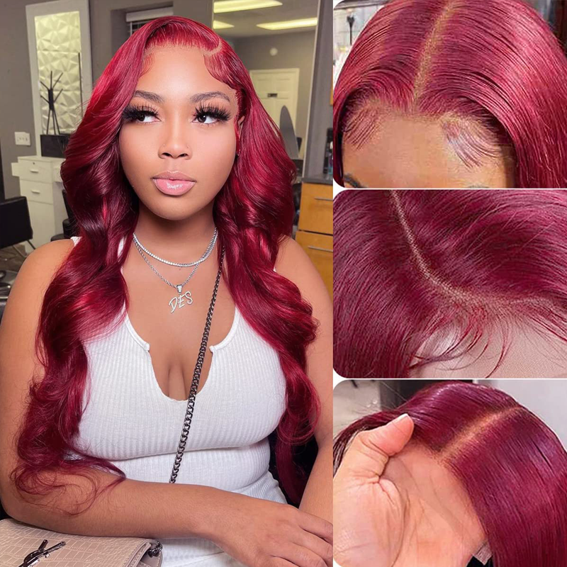 99J Color Body Wave Wig 5x5 Lace Closure Wig