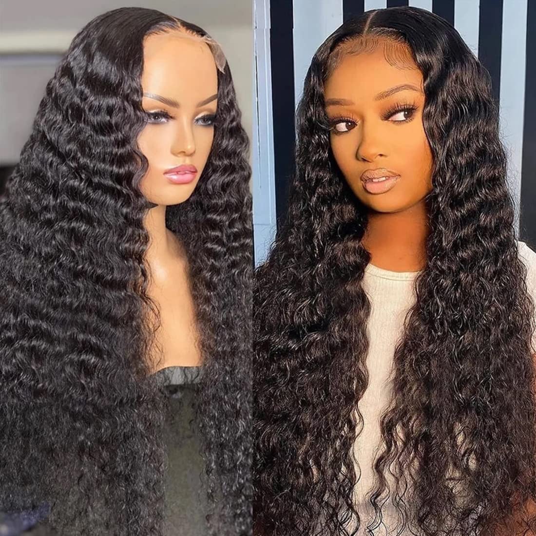 Best Transparent 5x5 HD Lace Closure Wig Deep Wave Wig With Pre-plucked Hairline