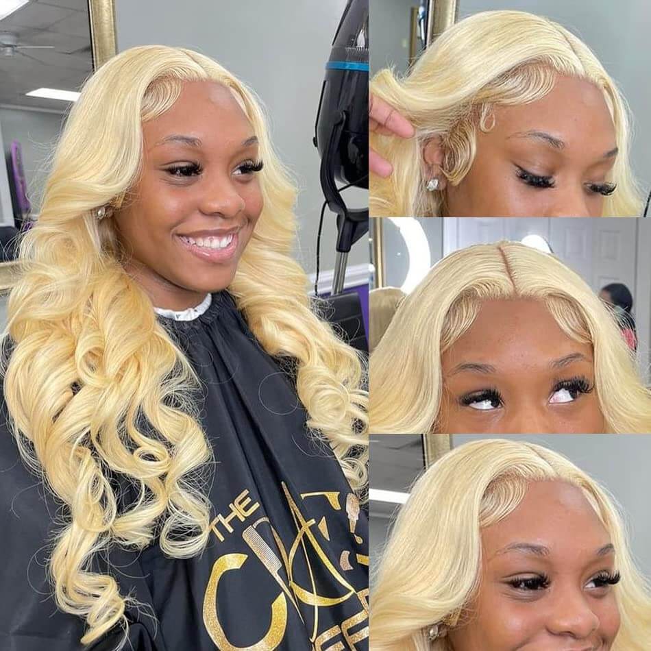 Idoli 613 Blonde Wig Body Wave Lace Closure Wig 4x4 Lace Wig