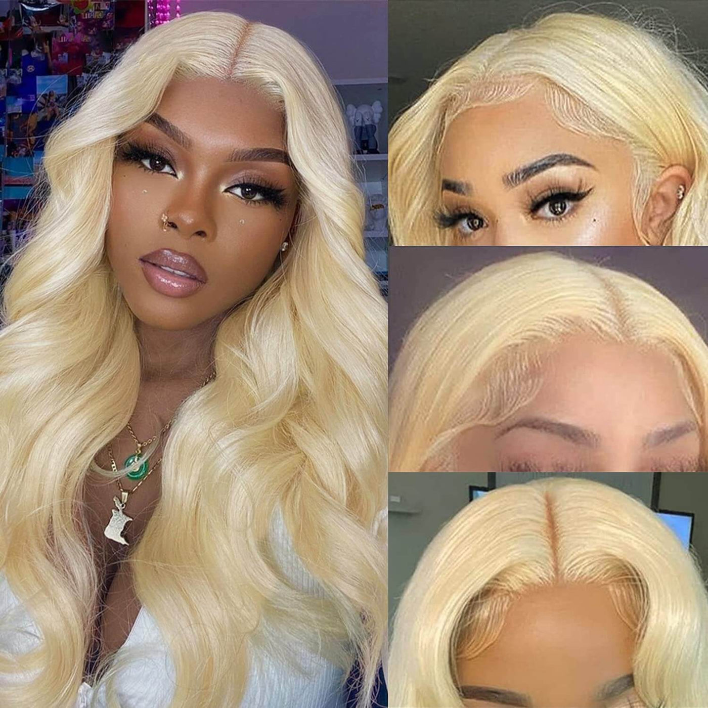 Idoli 613 Blonde Wig Body Wave Lace Closure Wig 4x4 Lace Wig