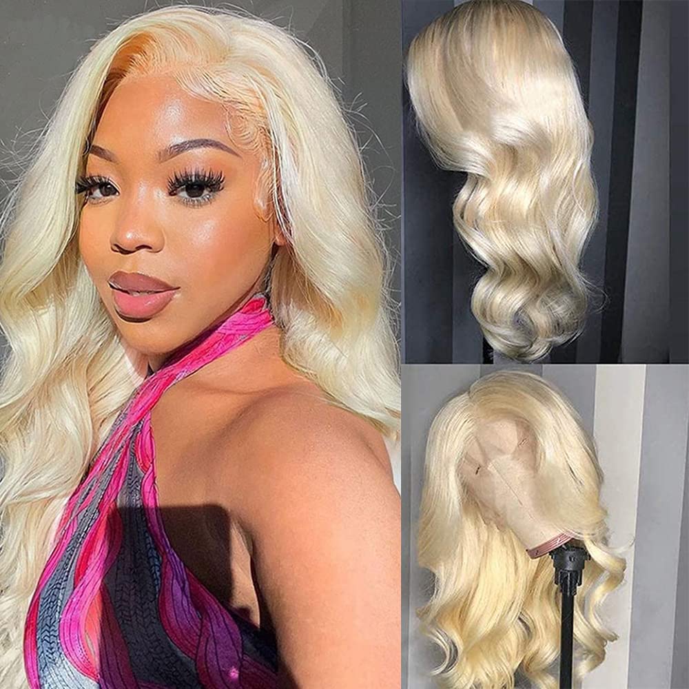 Virgin Human Hair 613 Blonde Color Body Wave Wig 13x6 Lace Front Wig