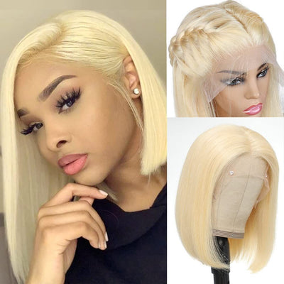 Transparent Blonde Straight Hair Bob Wig Human Hair 13X4 HD Front Wig - Idoli Hair