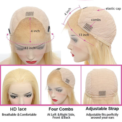 Transparent Blonde Straight Hair Bob Wig Human Hair 13X4 HD Front Wig - Idoli Hair