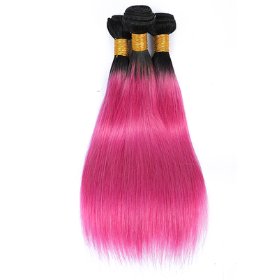 1B/Pink Color Straight Hair Weave 3 Bundles