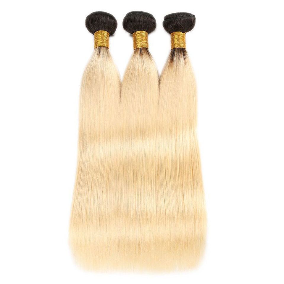 1B/613 Blonde Color Straight Hair Weave 3 Bundles