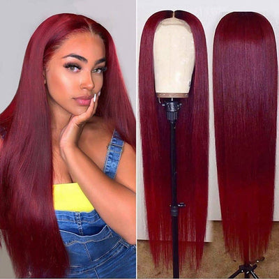 Brazilian 13x4 Lace Front Wig 99J Color Straight Hair Wig
