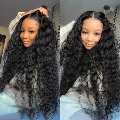 Malaysian Water Wave Human Hair 4 Bundles with Lace Closure