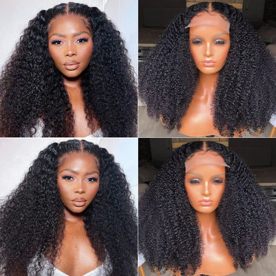 Natural Afro Kinky Curly Wig 5x5 Lace Closure Wig Deep Part Wig