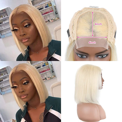 Idoli 613 Blonde Straight Bob Wig Lace Closure Wig