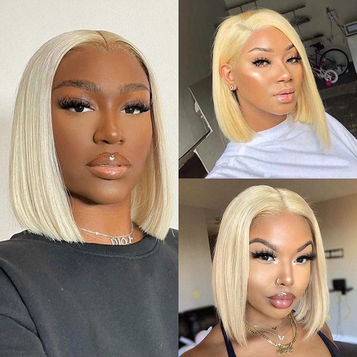 Idoli 613 Blonde Straight Bob Wig Lace Closure Wig