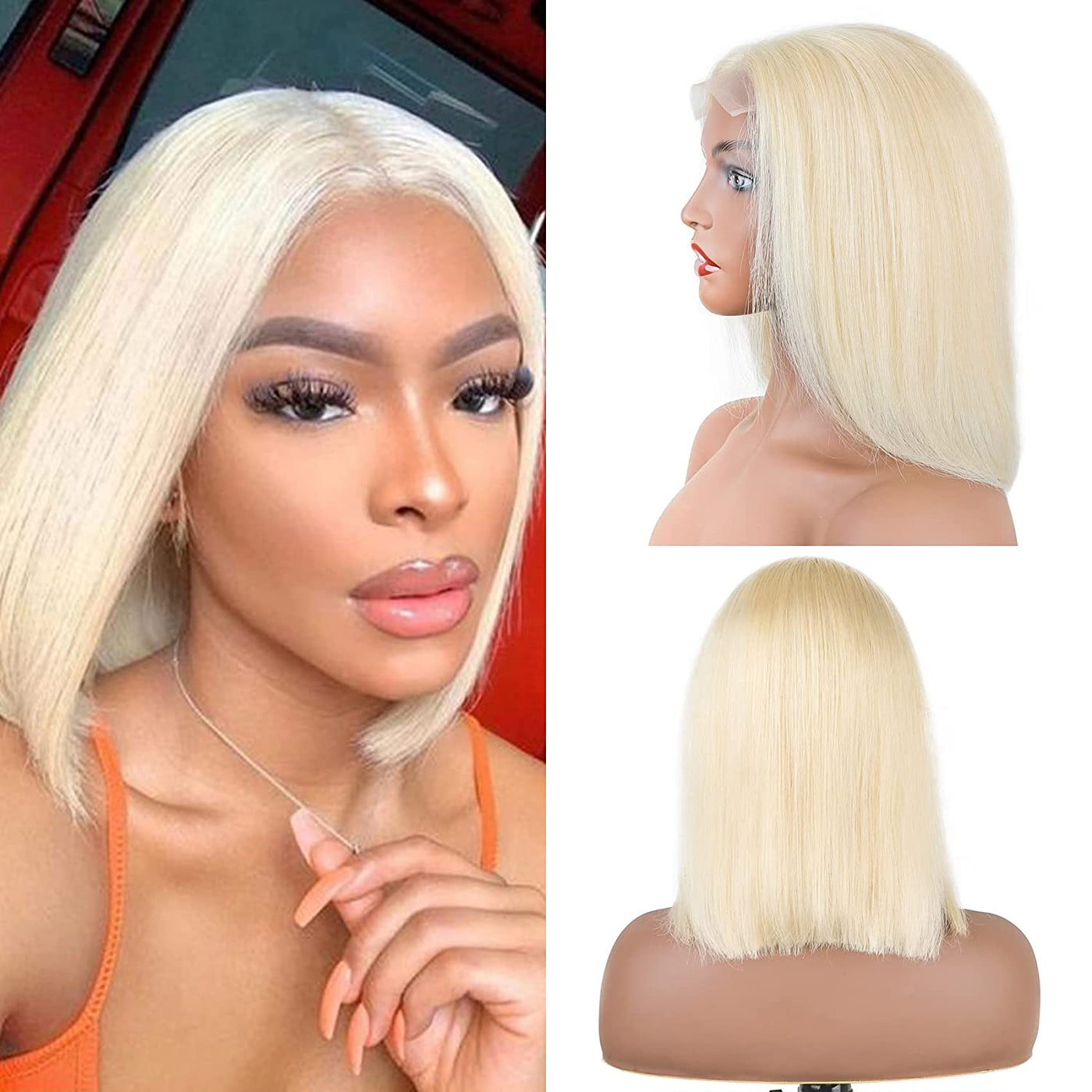 Idoli 613 Blonde Straight Bob Wig Lace Closure Wig