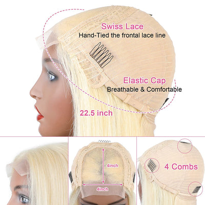 Idoli 613 Blonde Straight Bob Wig Lace Closure Wig