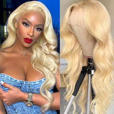 Virgin Human Hair 613 Blonde Color Body Wave Wig 13x6 Lace Front Wig