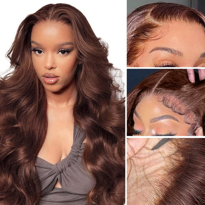 Chocolate Color Bouncy Body Wave Wig 13x4 Lace Front Wig