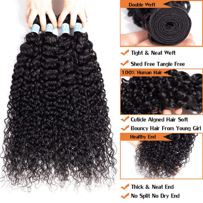 Idoli Indian Curly Hair 4 Bundles 10A Virgin Hair Weave