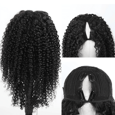 Idoli V Part Wavy Curly Hair Black Human Wig - Idoli Hair