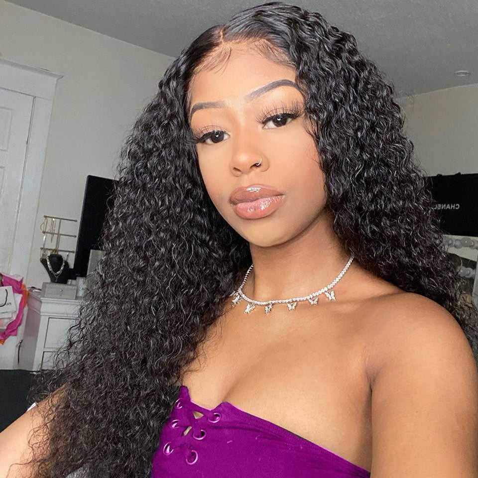 Idoli Curly Wig Virgin Curly Hair T Part Lace Wig Middle Part Only