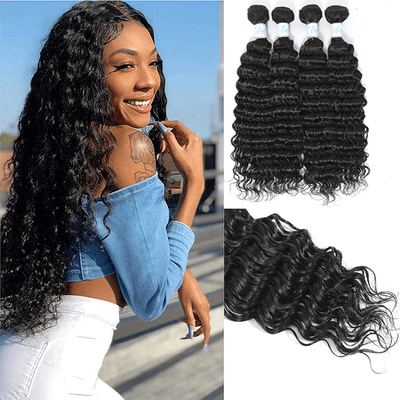 Idoli Virgin Indian Deep Wave Hair 4 Bundles