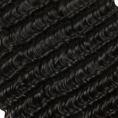 Indian Deep Wave Hair 4 Bundles with Lace Closure