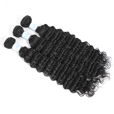 Virgin Peruvian Deep Wave Hair 3 Bundles with Lace Closure - Idoli Hair