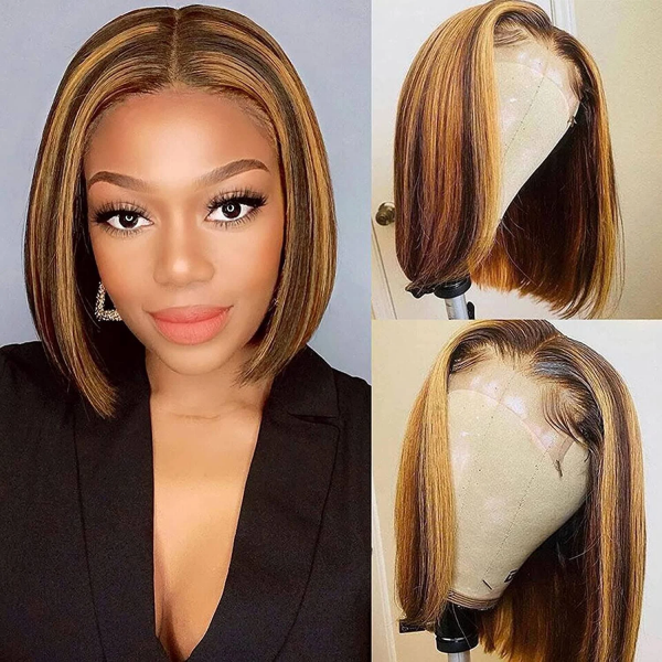 Highlights Straight Bob Lace Front Wig with Baby Hair