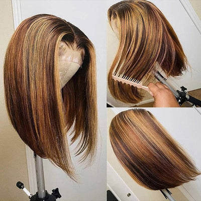 Idoli Highlights Straight Bob Wig Lace Closure Wig