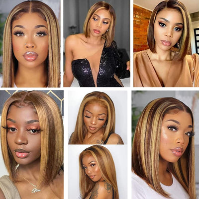 Idoli Highlights Straight Bob Wig Lace Closure Wig