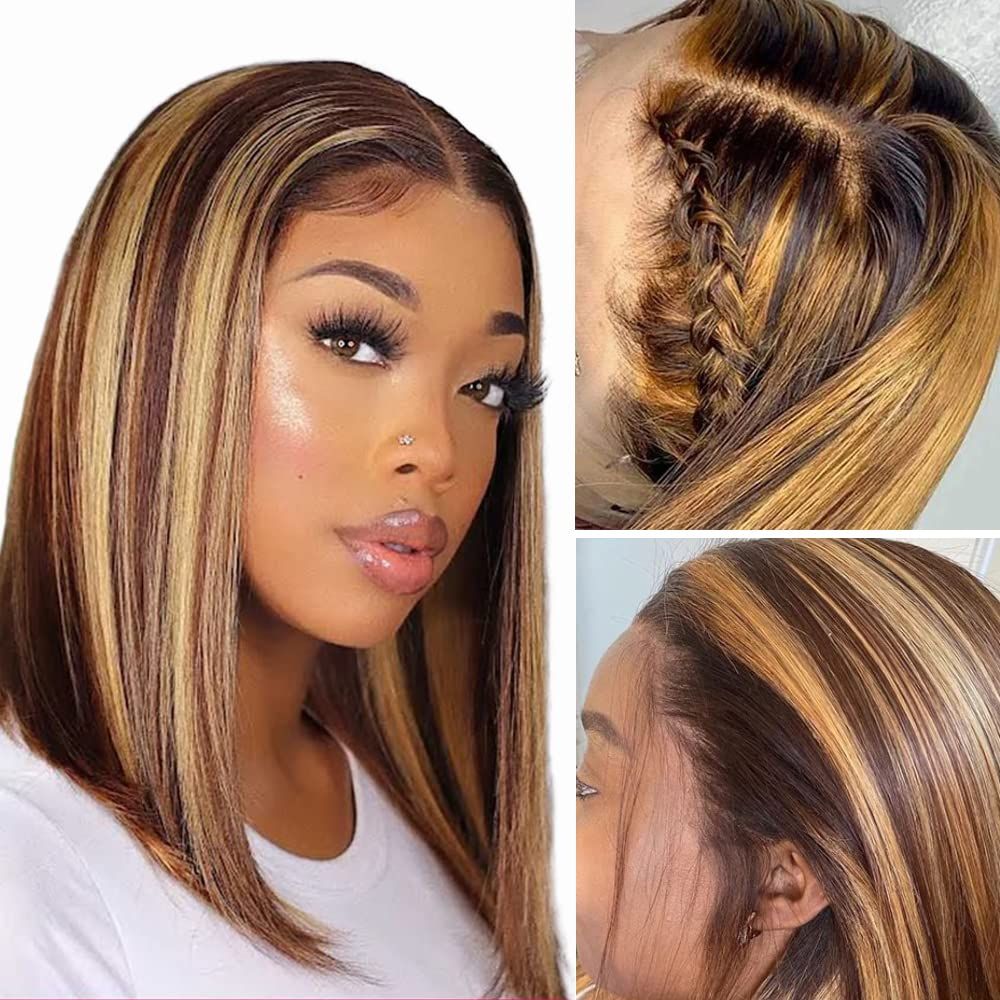 Highlights Straight Bob Lace Front Wig with Baby Hair - Idoli Hair