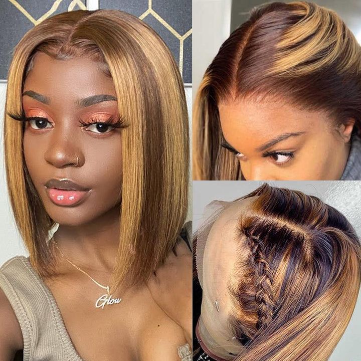 Highlights Straight Bob Lace Front Wig with Baby Hair - Idoli Hair