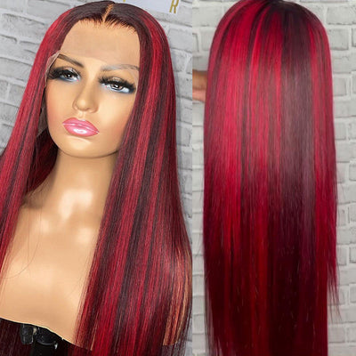 Piano 1B/99J Color Wig 13x4 Lace Front Wig Straight Hair Wig