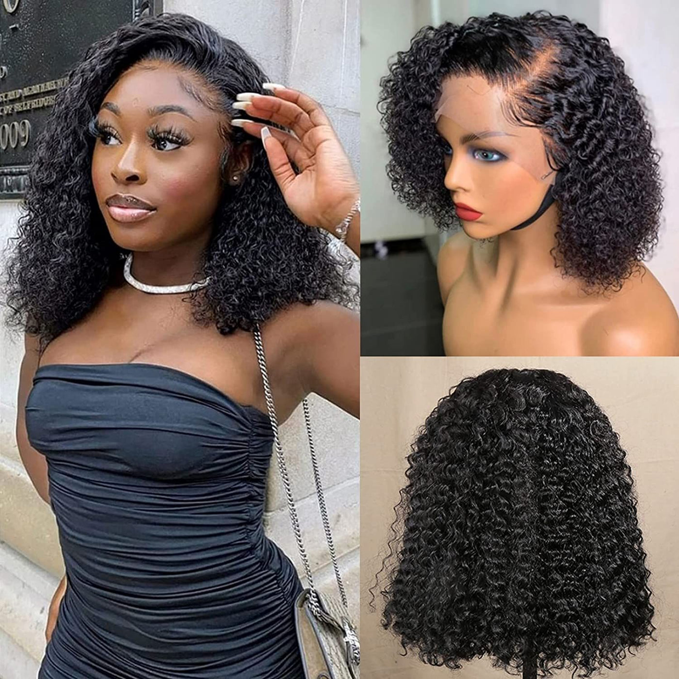 Brazilian Curly Hair Bob Wig 13x4 Lace Front Wig - Idoli Hair