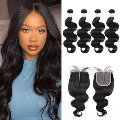 Brazilian Body Wave Hair 4 Bundles with Lace Closure - Idoli Hair