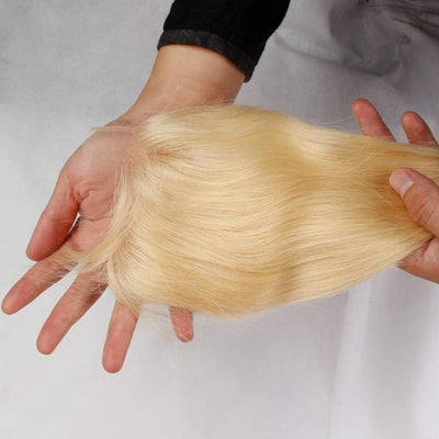Best Indian Straight Hair Weave 4 Bundles with Closure 613 Blonde Color