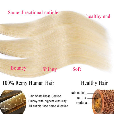 Idoli Indian Straight Hair 3 Bundles 613 Blonde Color Hair