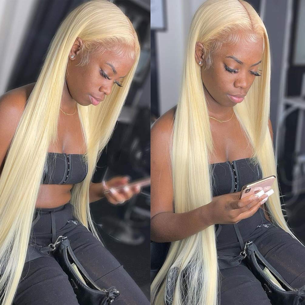 Best Indian Straight Hair Weave 4 Bundles with Closure 613 Blonde Color