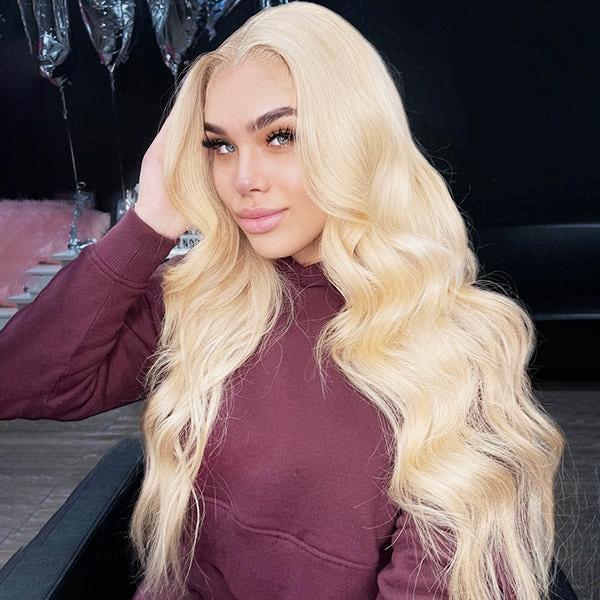 Virgin Human Hair 613 Blonde Color Body Wave Wig 13x6 Lace Front Wig