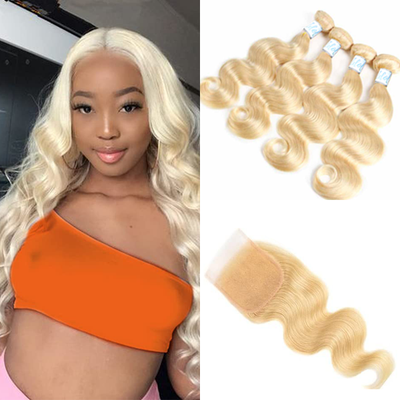 Idoli Indian Body Wave 613 Blonde 4 Bundles With Closure