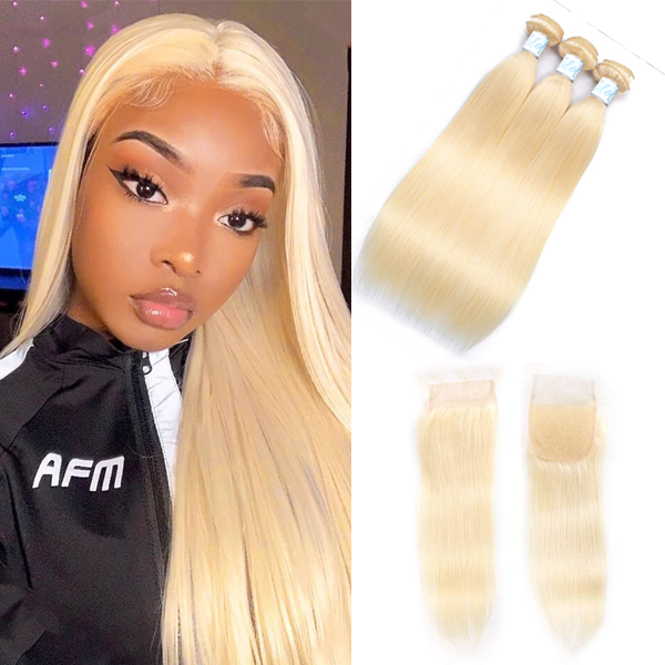 Indian 613 Hair Straight Hair 3 Bundles with Closure