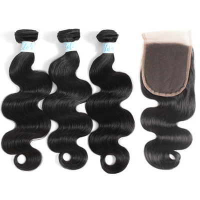 Indian Body Wave Hair 3 Bundles with Lace Closure - Idoli Hair