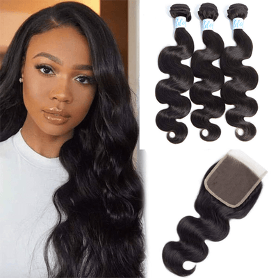 Brazilian Hair Body Wave 3 Bundles with Closure - Idoli Hair