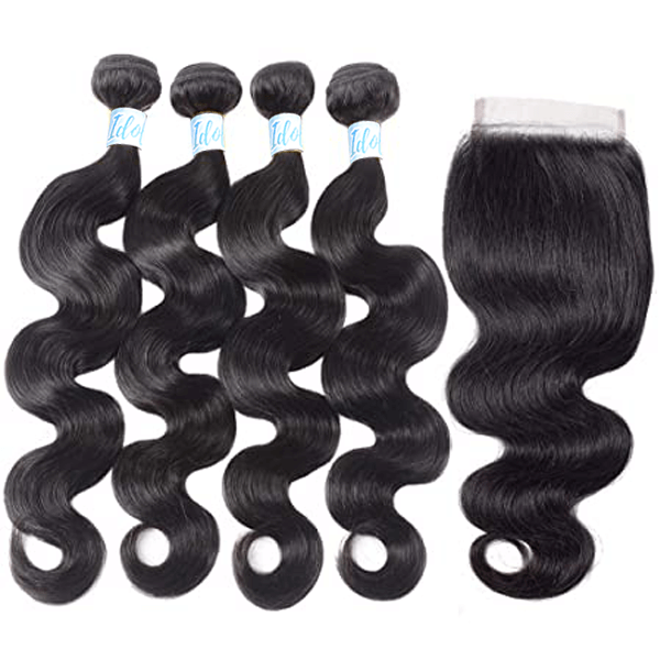 Peruvian Body Wave Hair 4 Bundles with Lace Closure - Idoli Hair