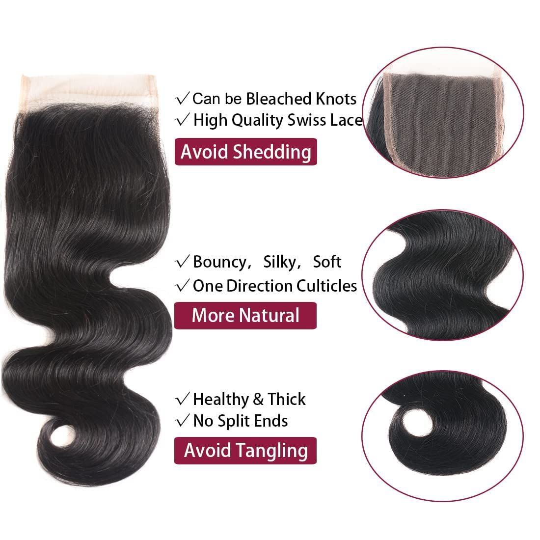 Indian Body Wave Hair 3 Bundles with Lace Closure - Idoli Hair